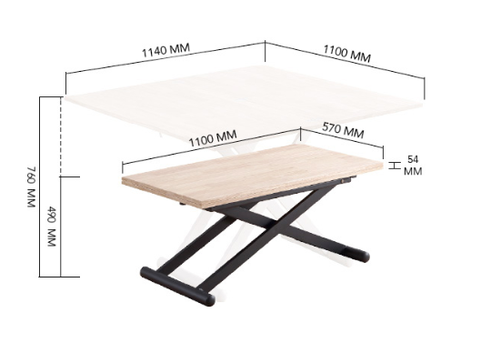 Mesa de centro elevable nordish-blanco